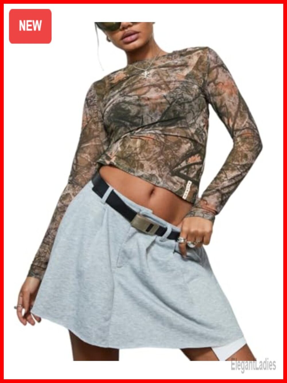 Sheer Mesh Long Sleeve Crewneck See Through Top Party Club Outfit